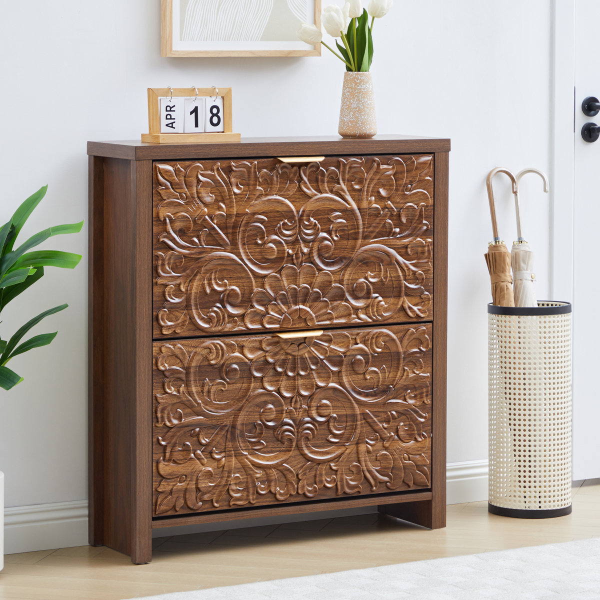 Bayou Breeze 16-Pair Shoe Storage Cabinet With 2 Flip Drawers for only 7.99 + Free Shipping (Reg. 239.99)